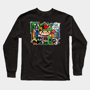 go green doodle art Long Sleeve T-Shirt